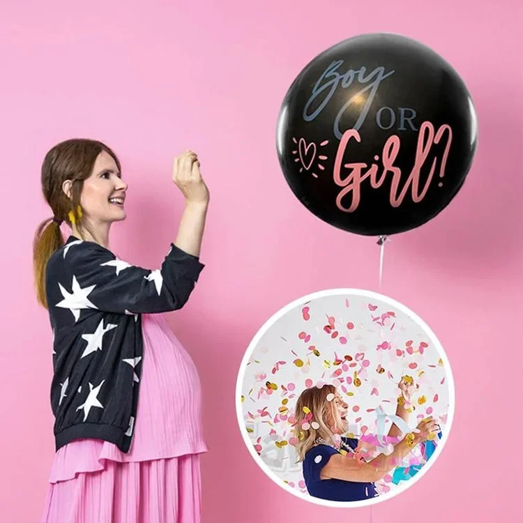 36inch Latex Balloon Black Boy Or Girl Gender Reveal Balloons With Confetti for Baby Shower Birthday Party Decor