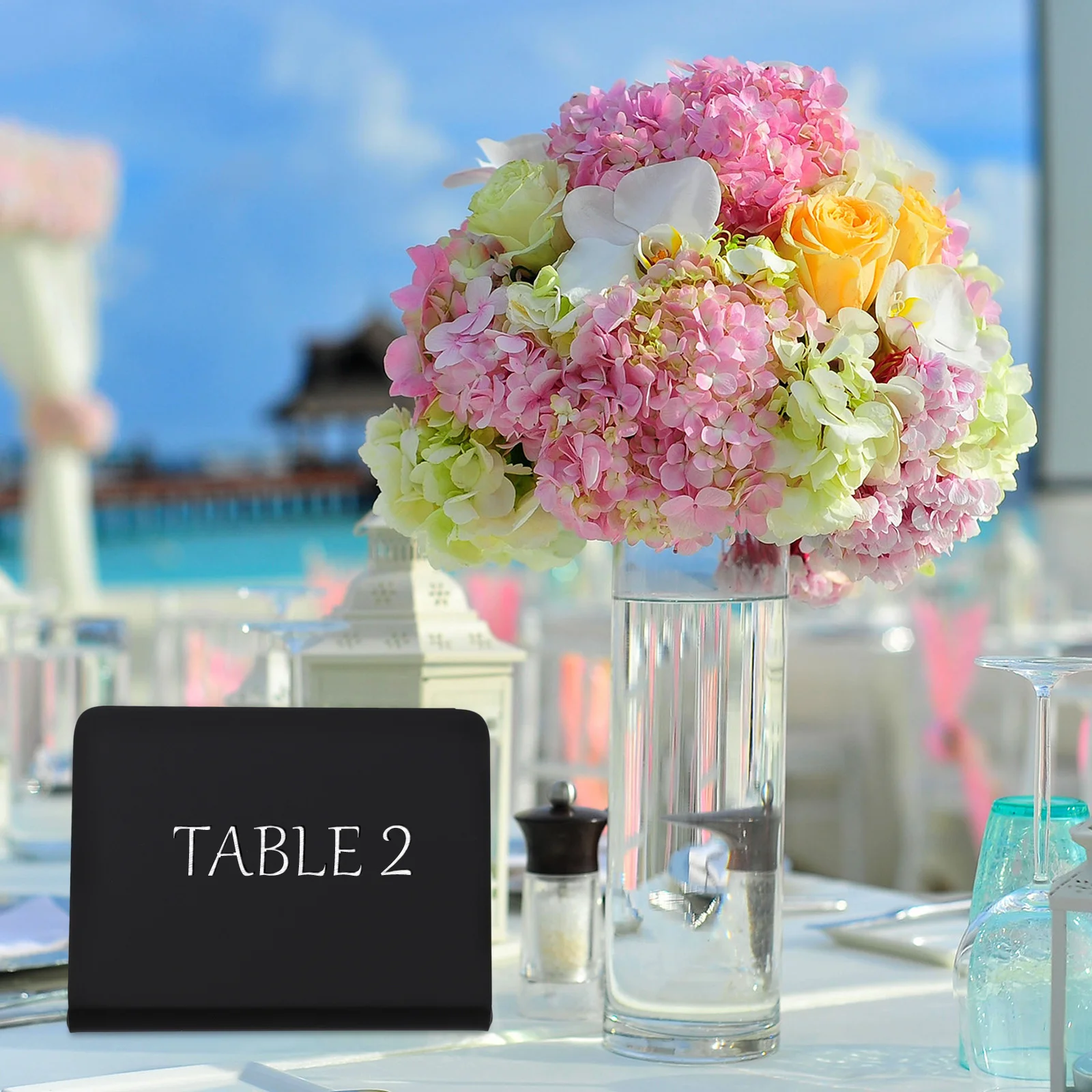 6Pcs Creative Small Chalkboards Acrylic Message Board Set for Party Garden Wedding Tabletop Decor Reusable Writing Notice Board