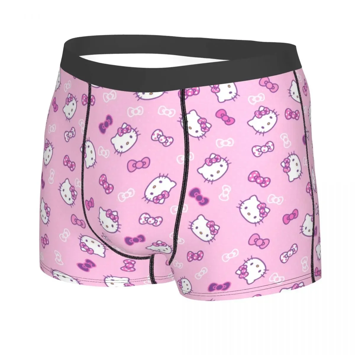 Custom Hello  Pattern Underwear Men Breathable Sanrio Boxer Briefs Shorts Panties Soft Underpants For Male