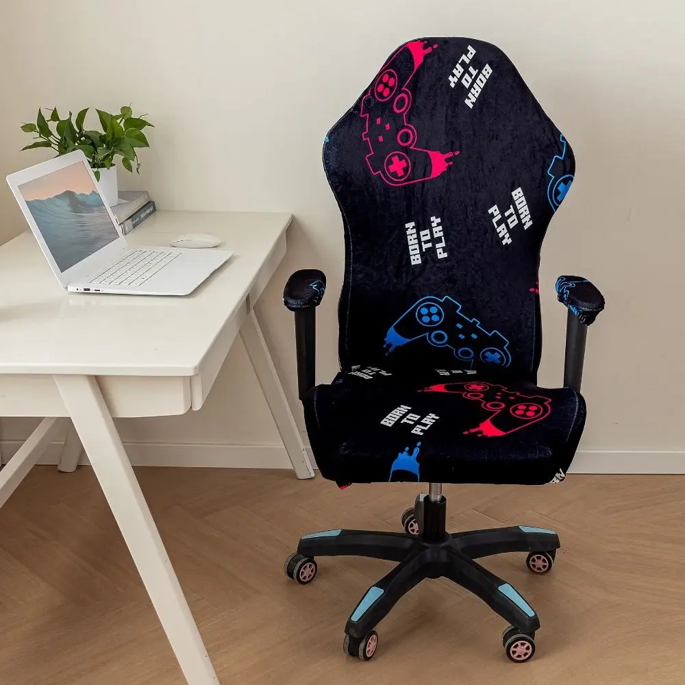 Velvet Gaming Chair Cover Soft Elasticity Spandex Armchair Slipcovers Colorful Rotating Lift Computer Seat Chair Covers
