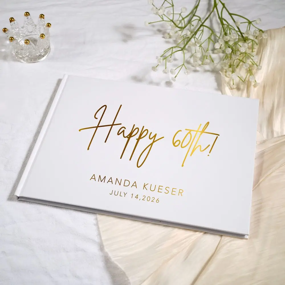 Livre d'or d'anniversaire personnalisé – 16e,18e,21e,30e, 50e, 60e, cadeau de fête d'anniversaire pour elle, album photo, signez dans le livre