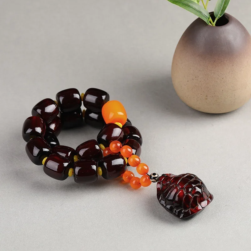 Tibetan-style antique , a set of 18 beads, a - toy, yak horn carving, a hand-held bracelet, a retro item f