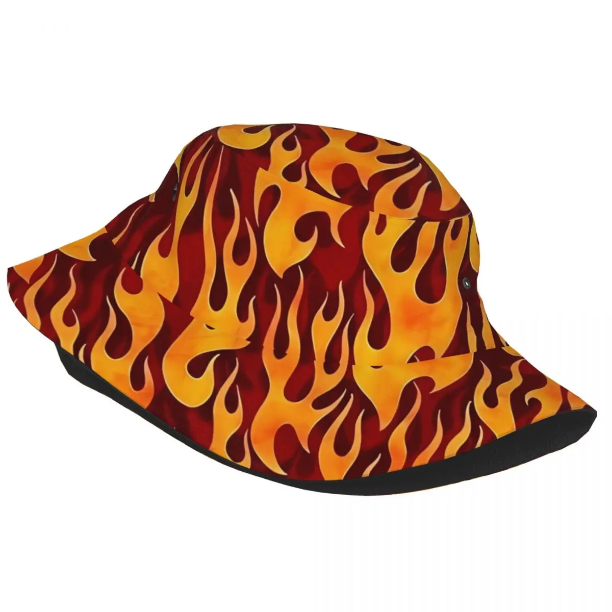 Flame Pattern Bucket Hat Harajuku Desgin Hip Hop Fisherman Caps Soft Fold Travel Hiking Sunscreen Hats For Men Women Casual Cap