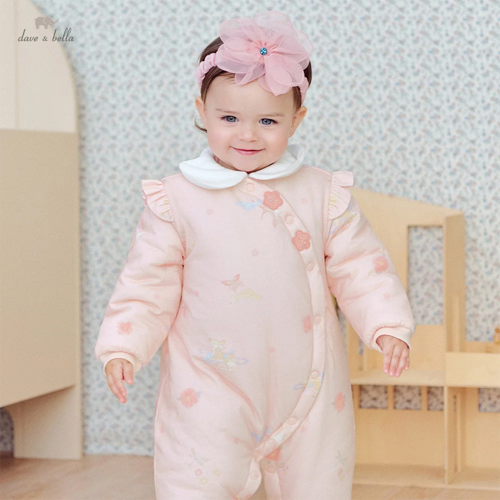 Dave Bella Baby Jumpsuit Autumn Winter Newborn Creeper Warm Thick Girls Cartoon Cute Romper Outerwear Children Clothes DB4254517