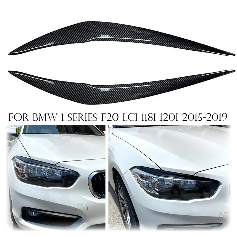 1Pair Carbon Headlight Eyebrow Eyelid Lamp Trim Accessories For BMW F20 F21 1 Series 116i 118i 120i 125i M135i M140i 2015‑2019