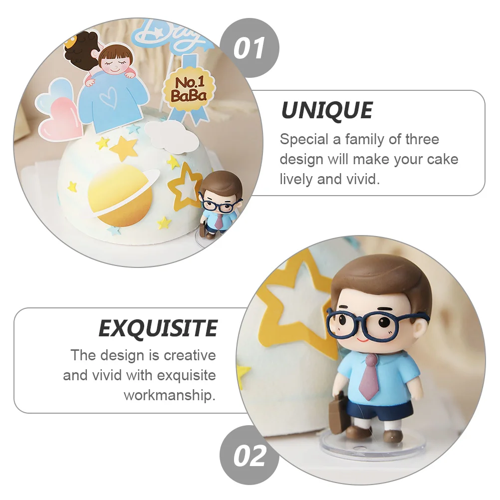 

2Pcs Cake Toppers Fathers Birthday Cake Decorations Fathers Day Cupcake Topper Lightweight Desktop Ornament Cupcake Topper