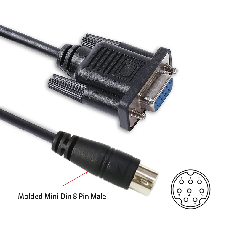 

DB9 Female to 8-pin Mini Din VISCA RS232 Serial Control Cable for Connecting Sony EVI/BRC/SRG Series Camera to PC