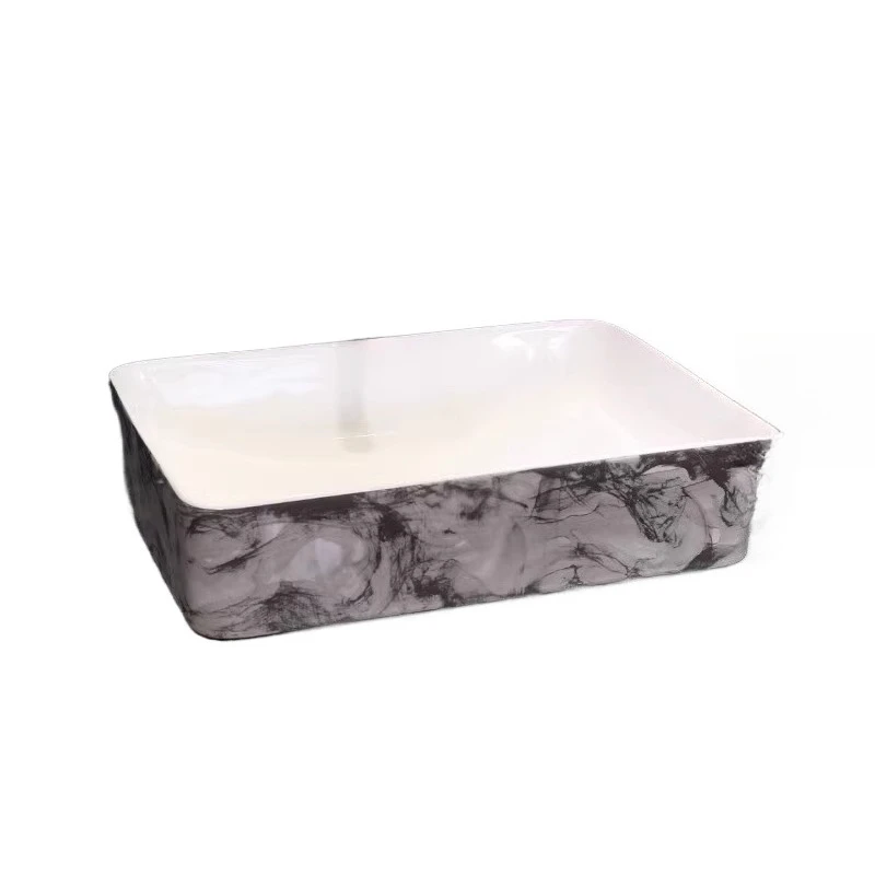 

Simple ink pattern ceramic basin square European countertop basin bathroom washbasin