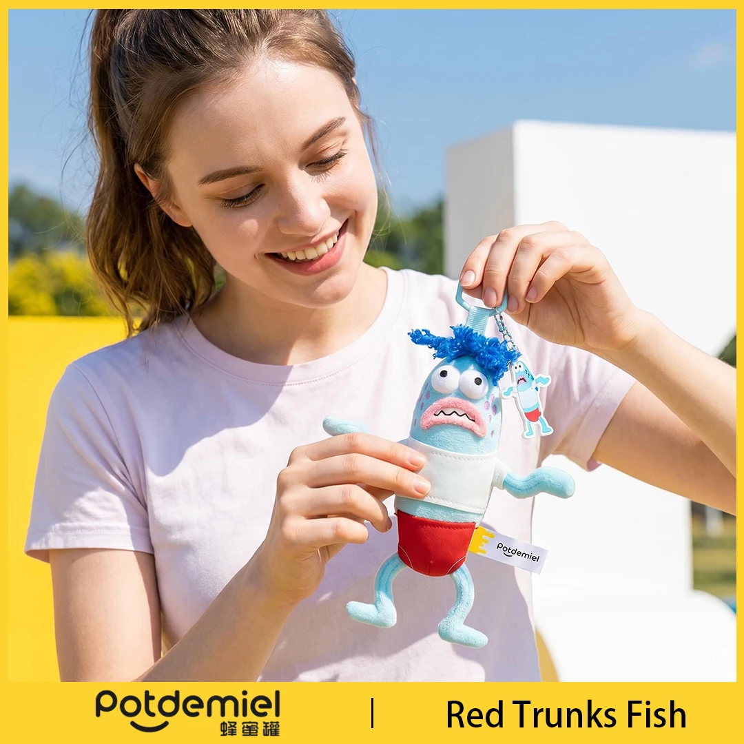 Potdemiel SpongeBob Red Trunks Fish Plush Backpack Hanger for School Bag Funny Quirky Soft Fluffy Kids Birthday Party Gift Decor view 2