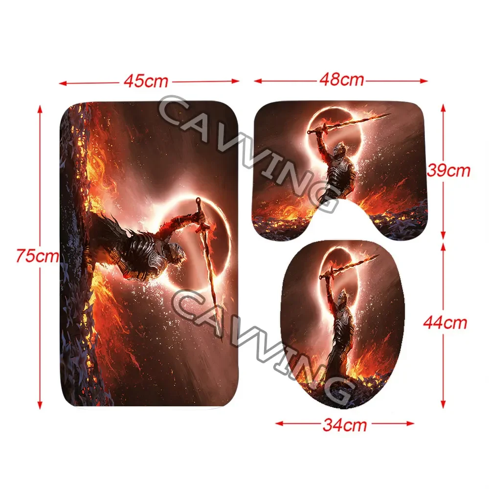 Dark souls 3D Printed Shower Curtain Waterproof Bathroom Curtain Anti-slip Bath Mat Set Toilet Rugs  K01