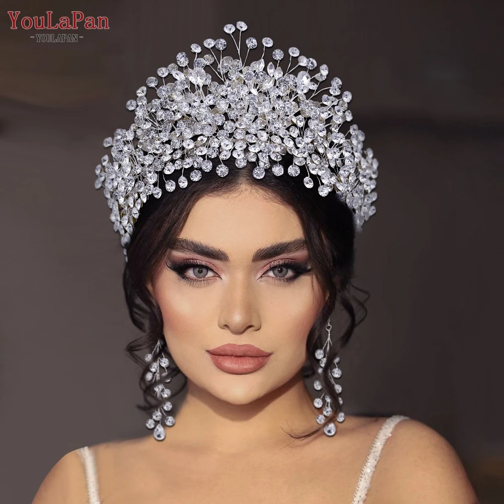 TOPQUEEN Nupcial Coroa Brilhante Rhinestone Casamento Tiara Noiva Headdress Mulher Headband para o Partido Do Casamento Acessórios Do Cabelo HP376