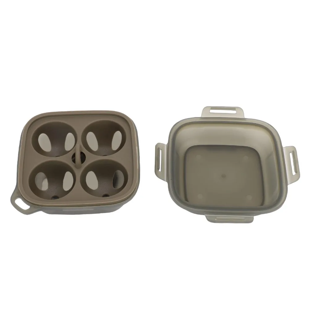 PP Silicone Egg Storage Box Olive Green Shock Proof Egg Container Case Tight Fitting Lid 4 Grid Egg Holder Tray