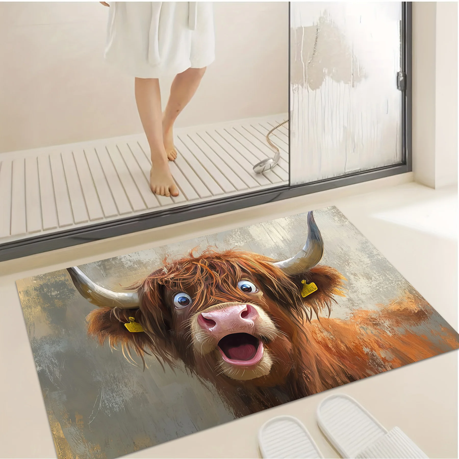 VIKAMA Abstract Cow Rug Cow Surprise Doormat Thin Welcome Mat Carpet For Living Room Rug For Bedroom Bathroom Mat Home Decor