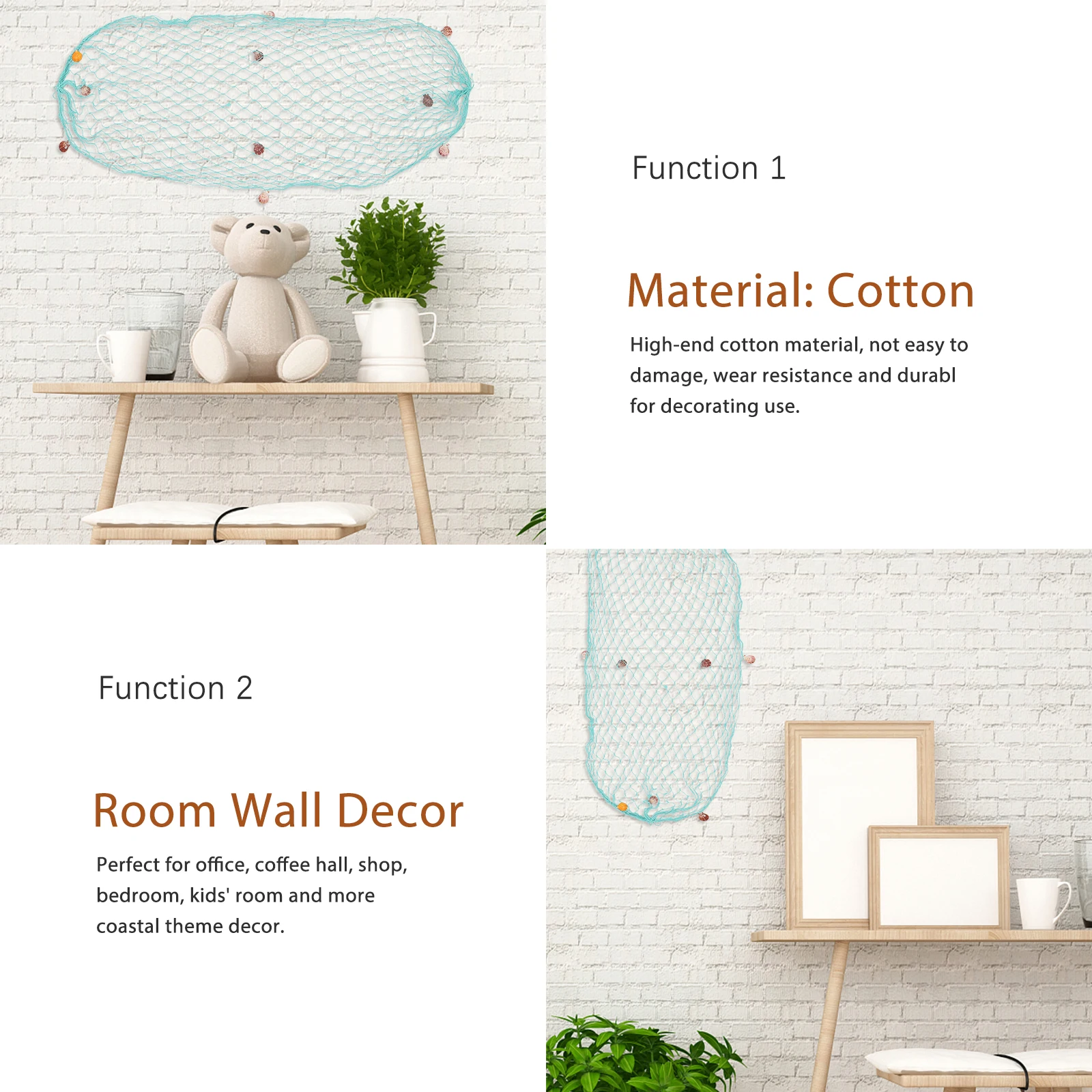 

Fishing Decor Wall Hanging Mediterranean Style Home Room Ornament Cotton Rope Nautical Coastal Theme Office Bedroom ' Space