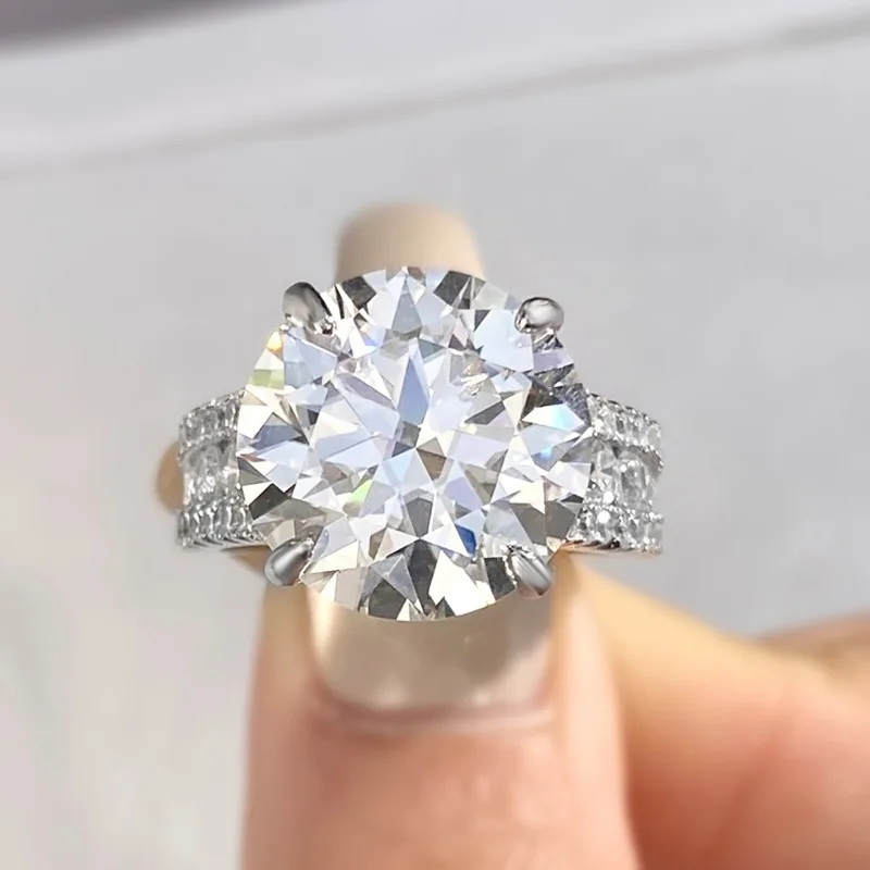 

DWJ Noble Dazzling 10CT Настоящие обручальные кольца с бриллиантами из чистого муассанита для женщин Настоящее серебро 925 пробы Лучшее качество ювелирных изделий