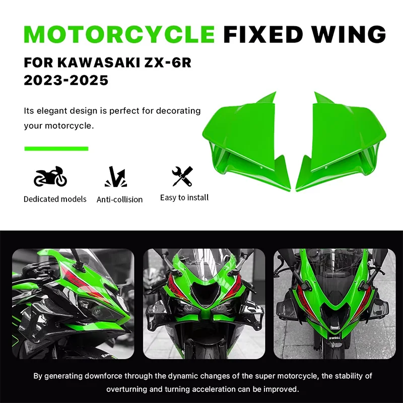 

Motorcycle fixed wing spoiler For Kawasaki ZX-6R ZX6R 2023-2025 aerodynamic wing side winglet windshield wing windshield aileron