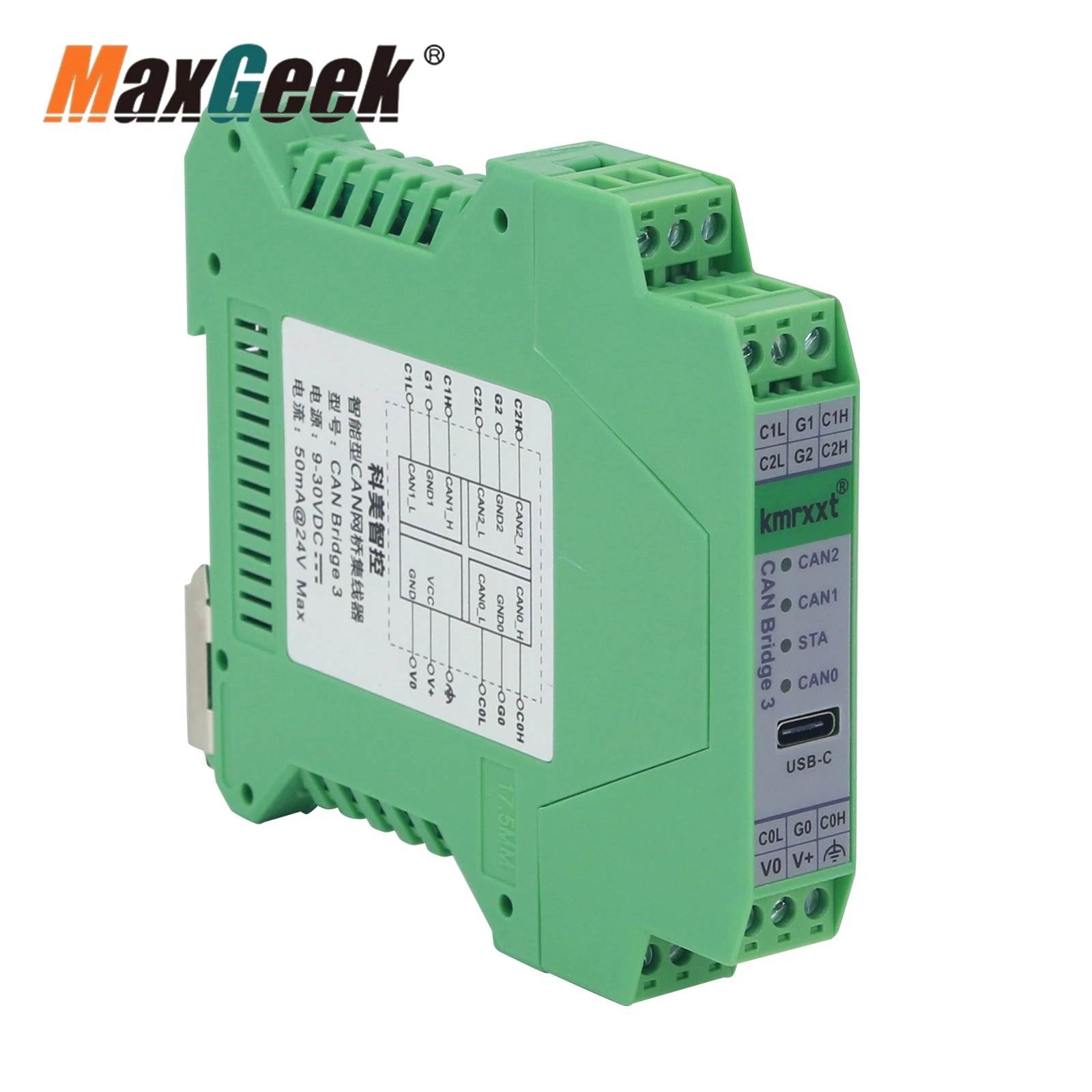 Maxgeek-repetidor de Bus CAN Bridge 2 Industrial, aislamiento de 1500V con 1 entrada y 1 salida