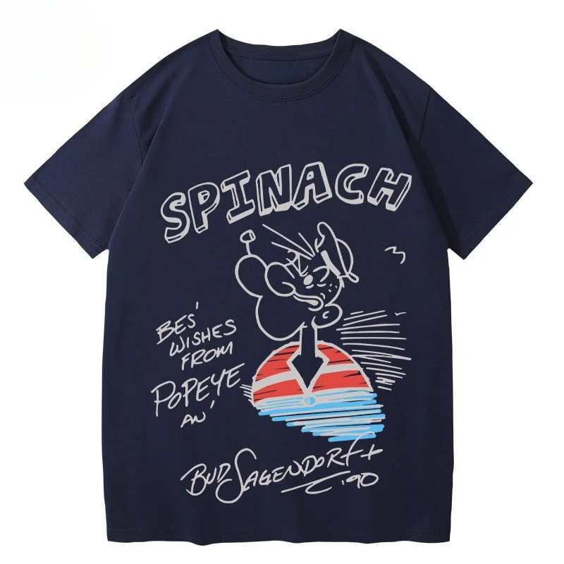 تي شيرت Popeye الجديد لصيف 2025 عبارة عن بلوزة فضفاضة وعصرية بأكمام قصيرة للرجال والنساء #3