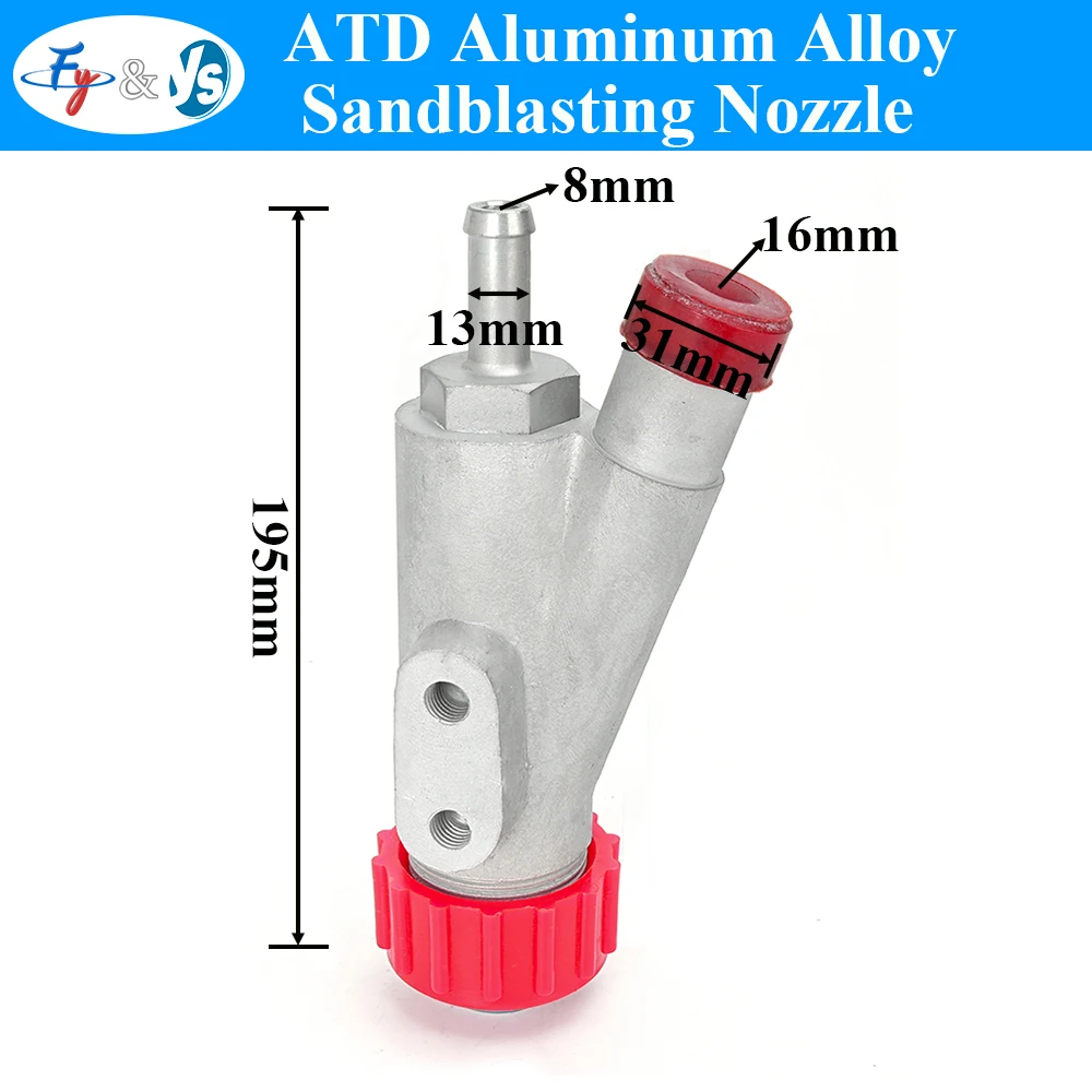 

ATD Sandblasting Nozzle Aluminum Alloy Anti Rust Water Wet Abrasive Vapor Blasting Hand Held Automatic Manual