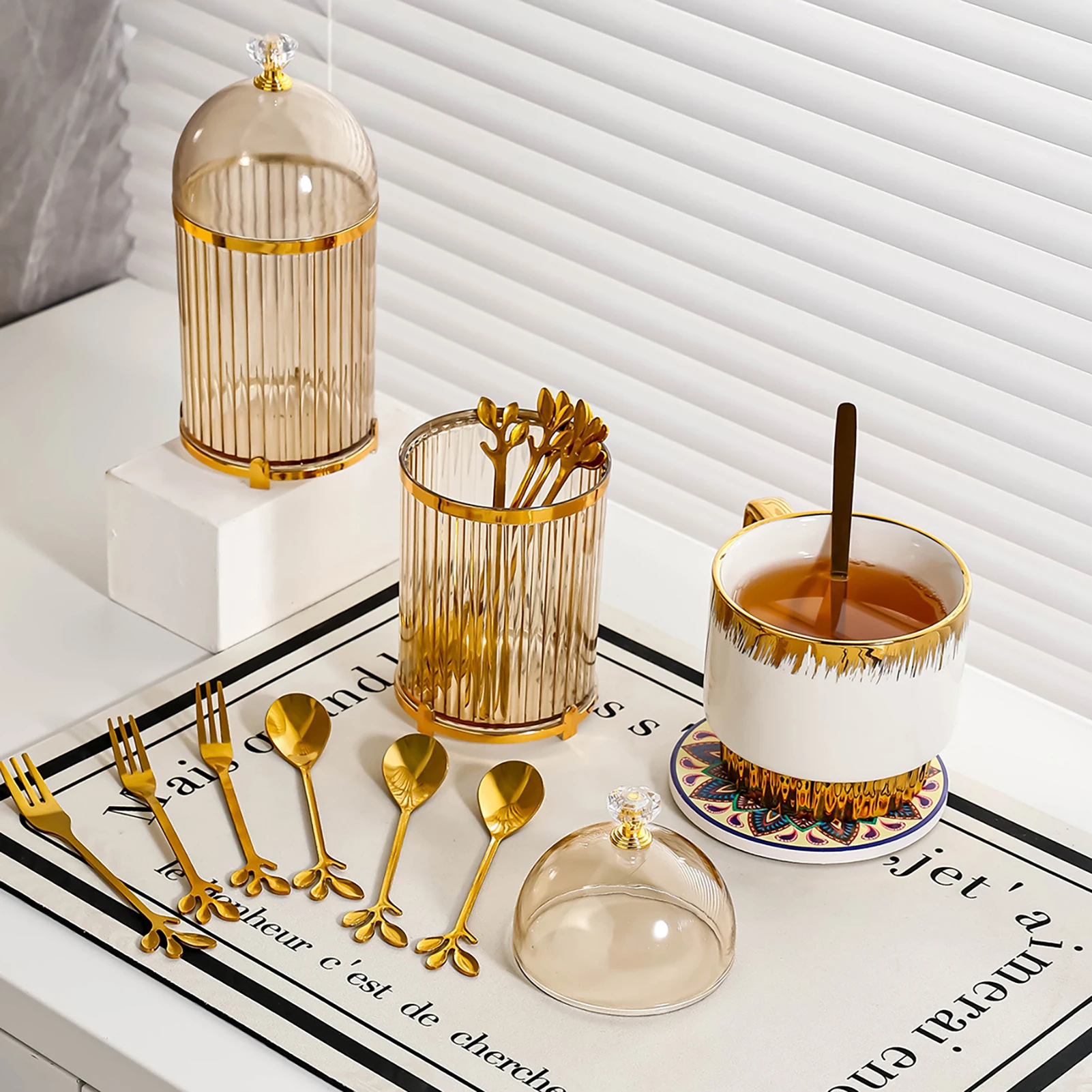 Kaffee löffel Dessert Gabel halter Haushalts gerät Besteck Veranstalter Lebensmittel Aufbewahrung
