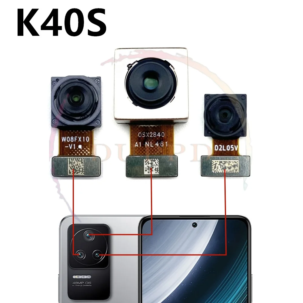 Front And Rear Camera For Xiaomi Redmi K30S K40S F4 Frontal Selfie Wide Main Back Facing Camera Module Flex Cable Parts