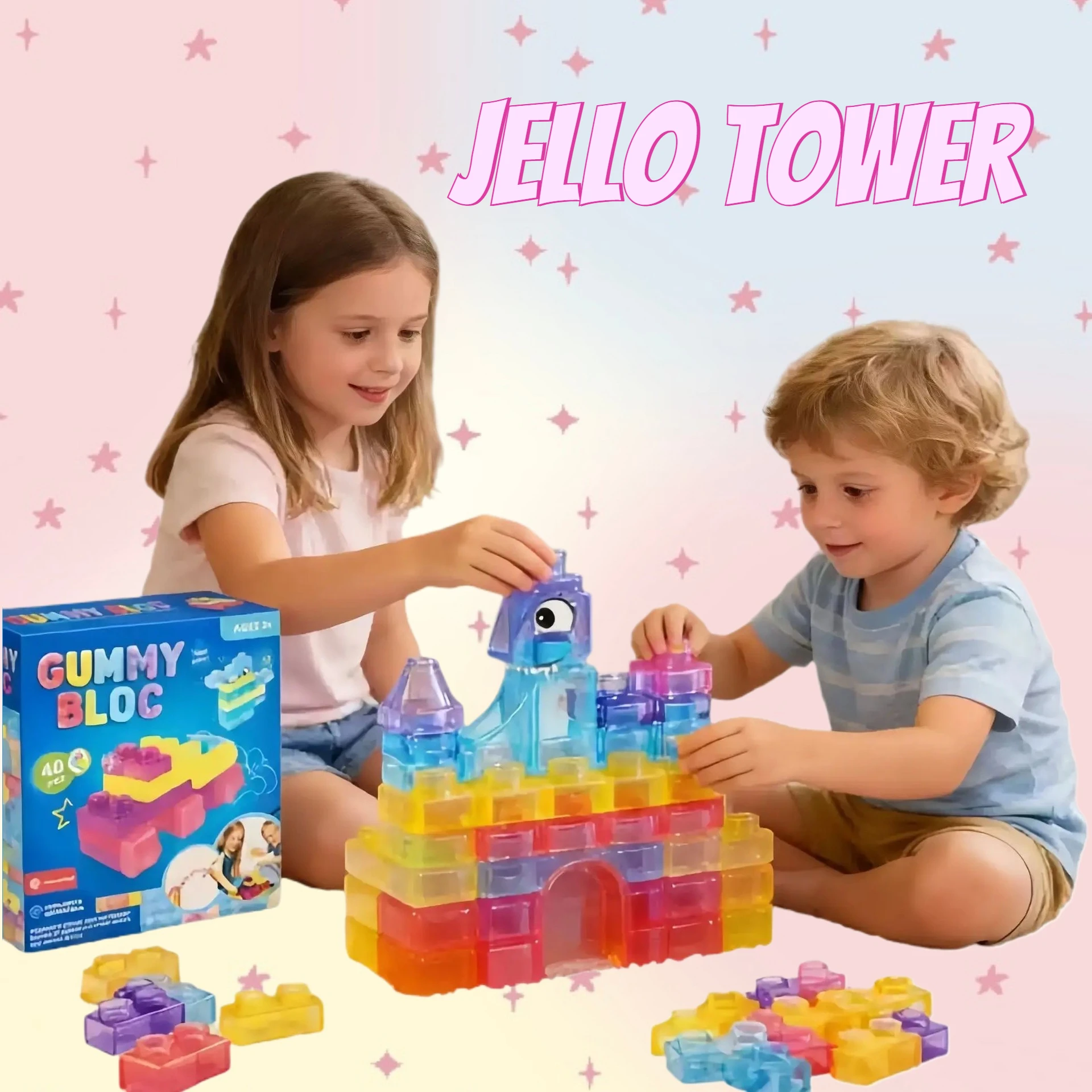 スクイーズジェリービルディングブロックセット-子供とティーン向けの柔らかく伸縮性のある感覚玩具、理想的なパーティープレイルームの装飾、誕生日プレゼント