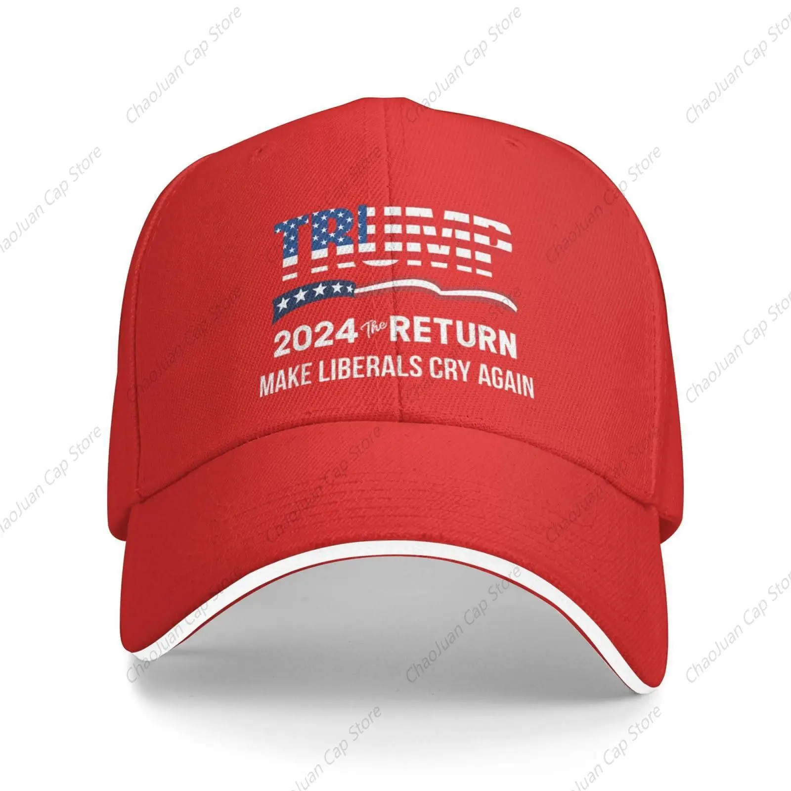 American Flag Trump Lovers Gifts Baseball Cap Trump 2024 The Return Make Liberals Cry Again Sandwich Hat