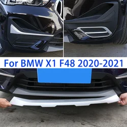 ABS Chrome Bumper Guard Plate Front Fog Lamp Grille Decoration Frame Exterior Modification Accessories For BMW X1 F48 2020-2021
