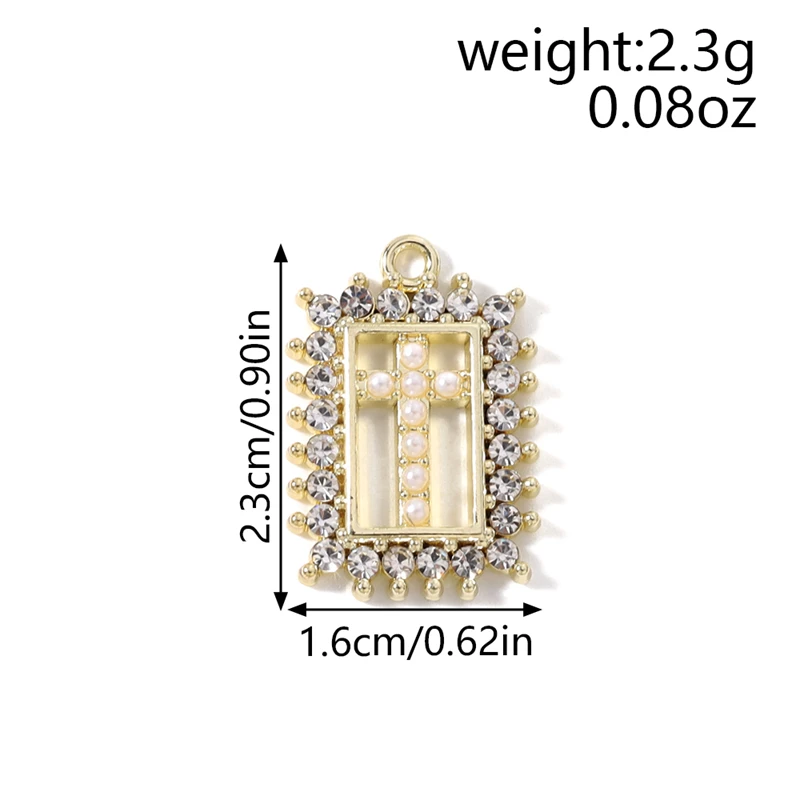 5 Stück 16 x 23 mm niedliche Kristall-Metall-Kreuz-Charms-Anhänger für Schmuckherstellung, Tropfen-Ohrringe, Halsketten, Armbänder, DIY-Bastelbedarf – Detail 1