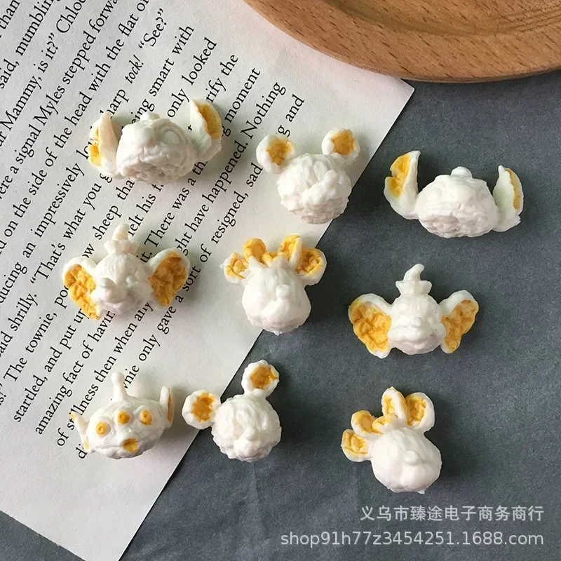 5pcs simulation cartoon rat head food popcorn Resin Figurine Crafts 3d popcorn charms Ornament Jewelry Making Accessories