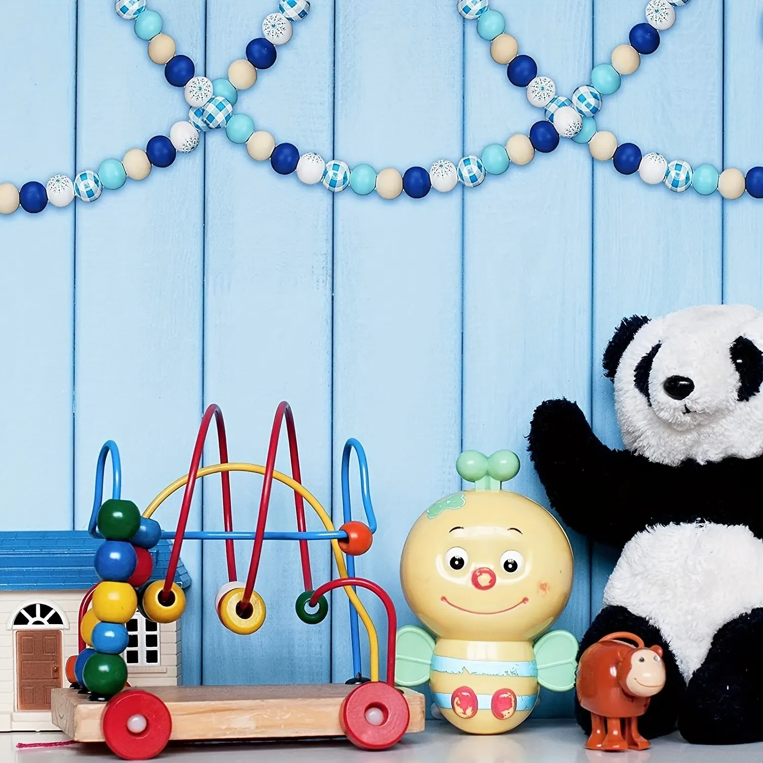 50pcs 16mm Snowflake Pattern Wooden Beads Round Plaid Wooden Beads DIY Craft Beads Home Party Decoration