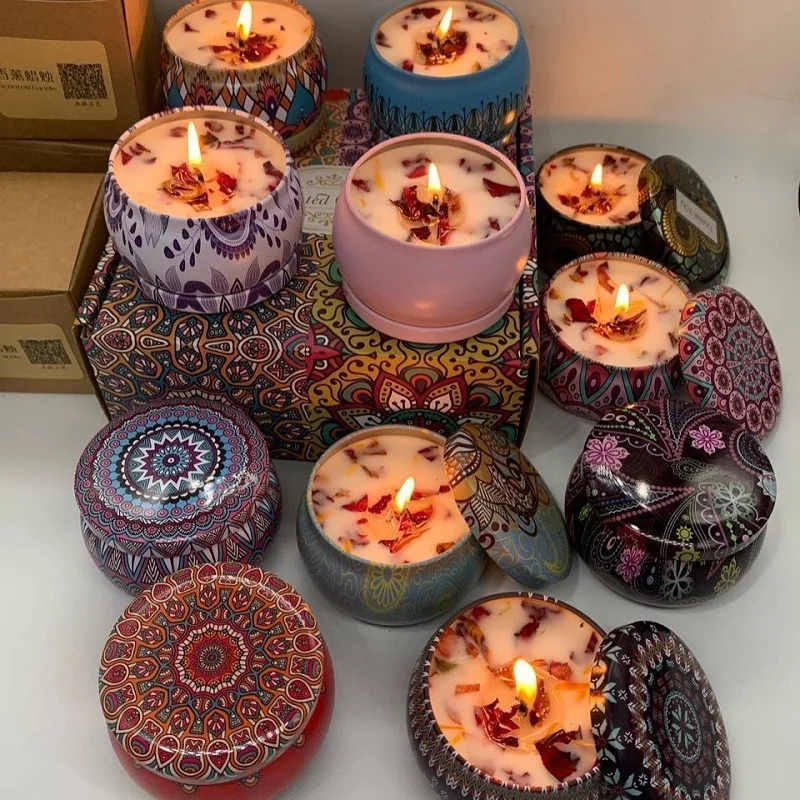 Vintage Duftkerzen Sojawachs-Kerzen im Glas Blumenduft Kerze Hochzeitszeremonie Geburtstagsgeschenke Heimdekoration
