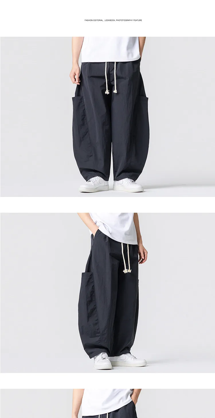 2026 Sommer Herren Jogginghose Haremshose Leichte Hose mit Elastischem Bund Gerade Geschnittene Lockere Jogging-Hose Einfarbige Freizeithose M-5XL – Detail 16