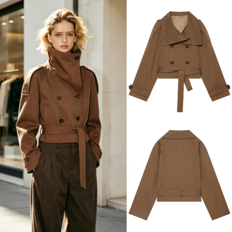 Women's Coat 2026 New Fashion Vintage Elegant Cropped Luxury Lapel Button Harajuku Street Style Outerwear