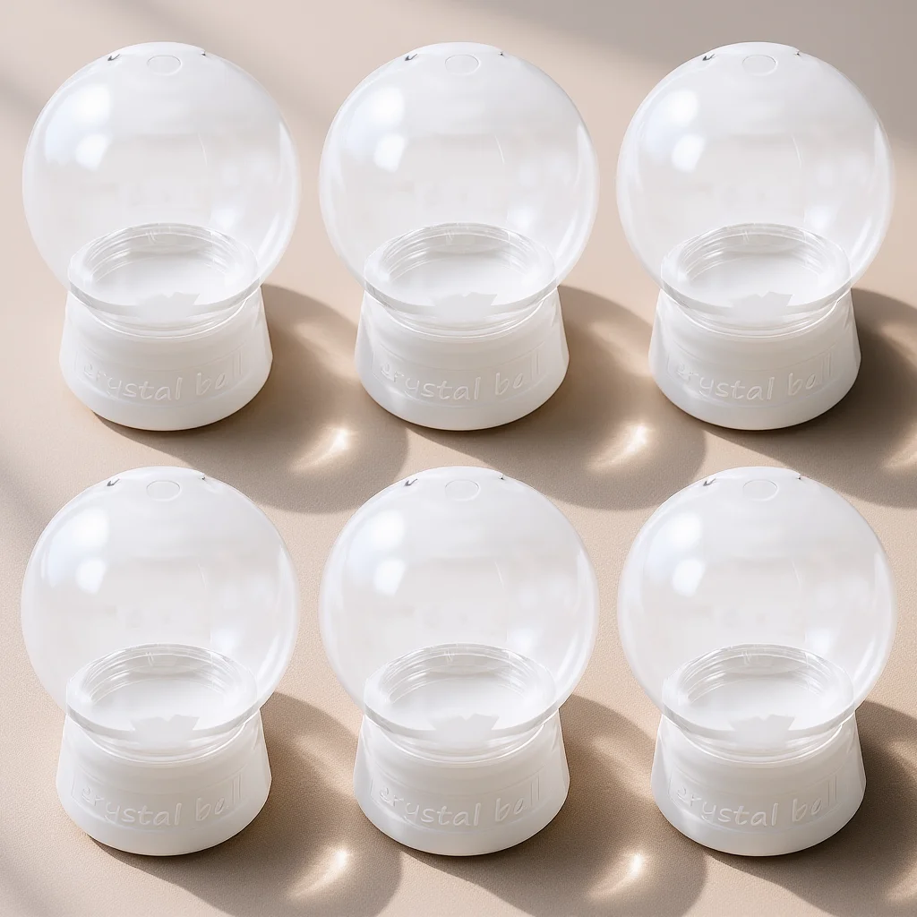 

6Pcs Transparent Plastic Snow Globe DIY 270Ml Empty Fillable Water Globes Screw Off Cap for Christmas Crafts Home Decor