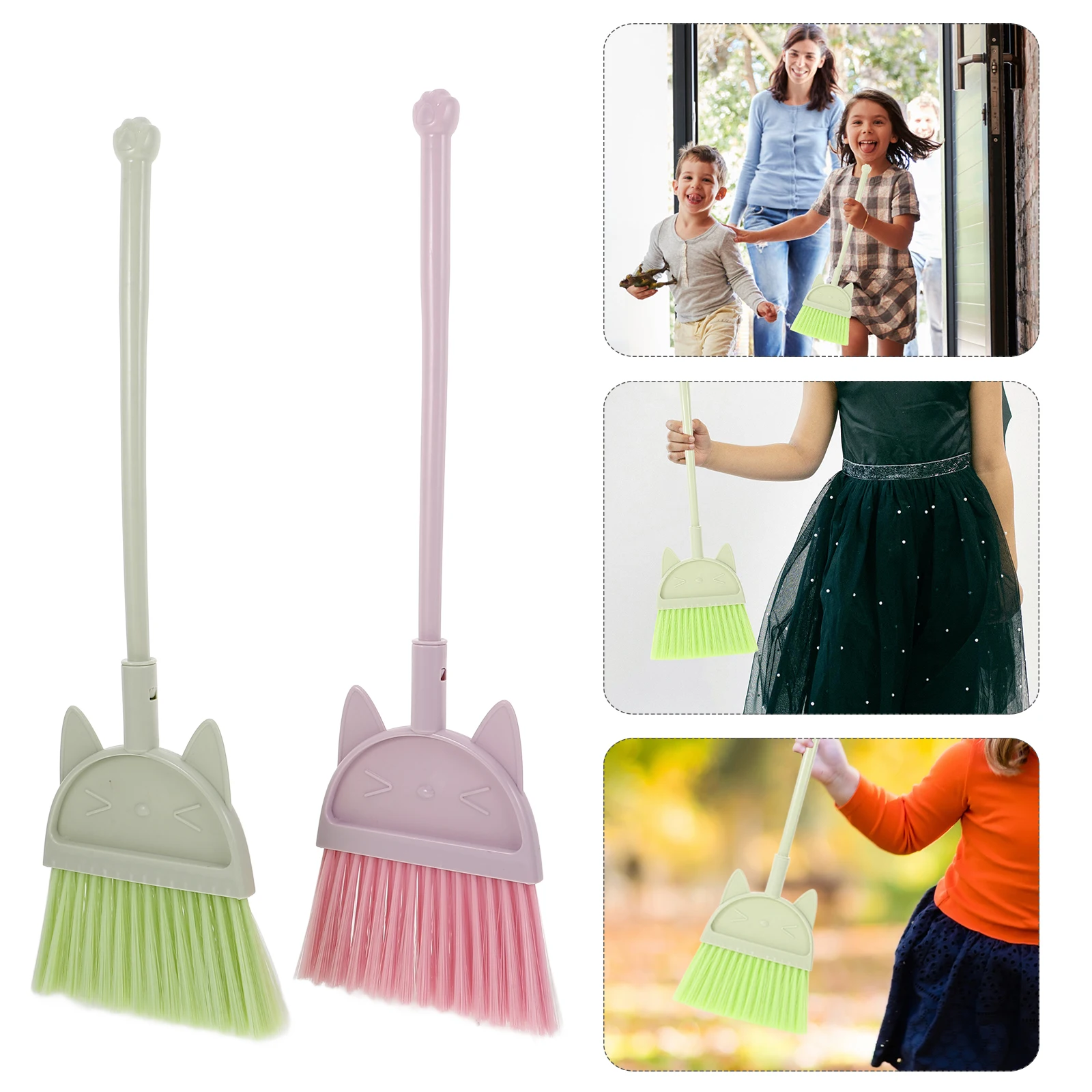 

3pcs Kids Set Child Size Tools Cute Cartoon For Toddlers 1-3 Home Pretend Play Educational Cleaning Small Handle Household