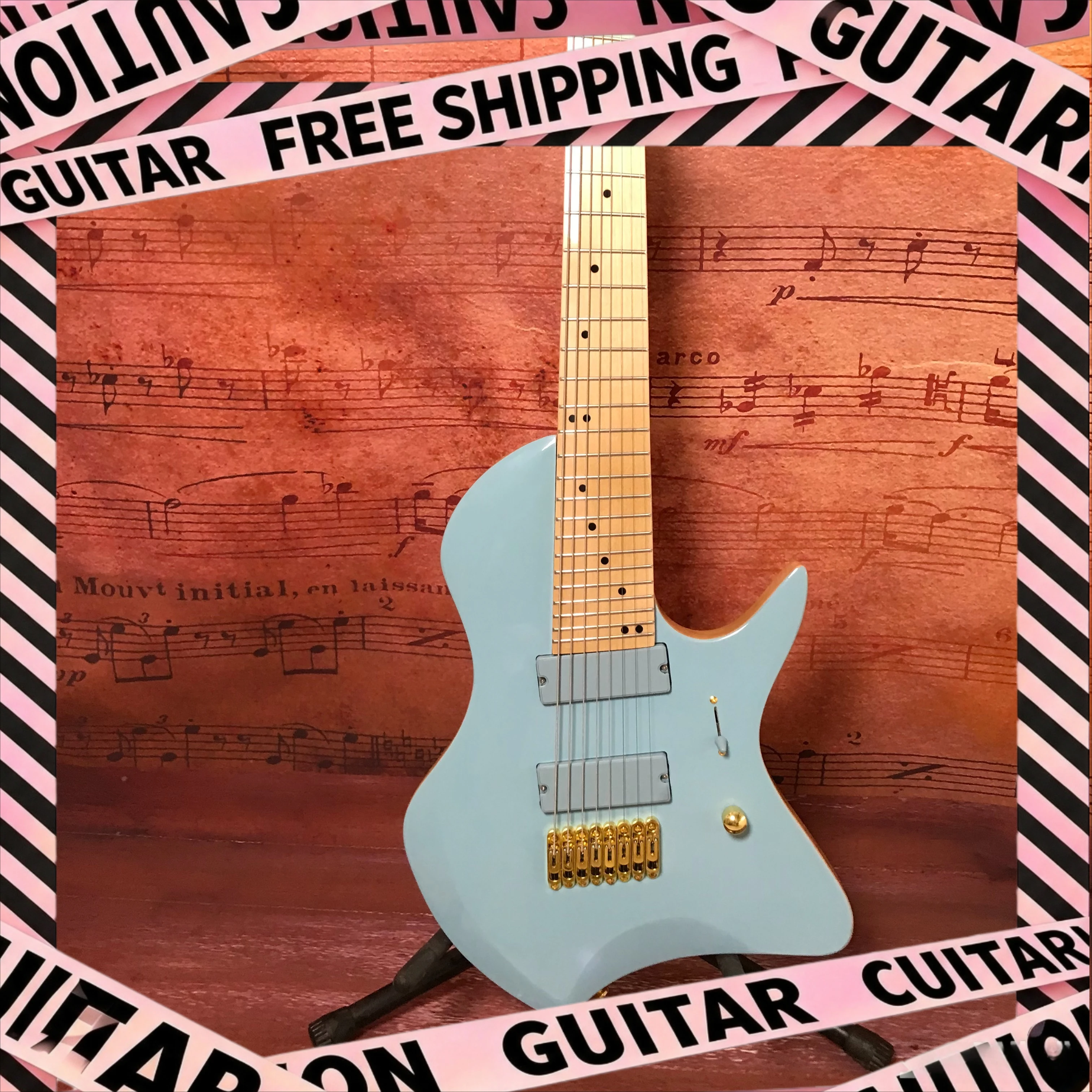 Modern‑Style 8‑String Electric Guitar Sonic Blue HH Pickups Maple Fretboard  Djent Metal Performance Guitar Free Shipping Gift