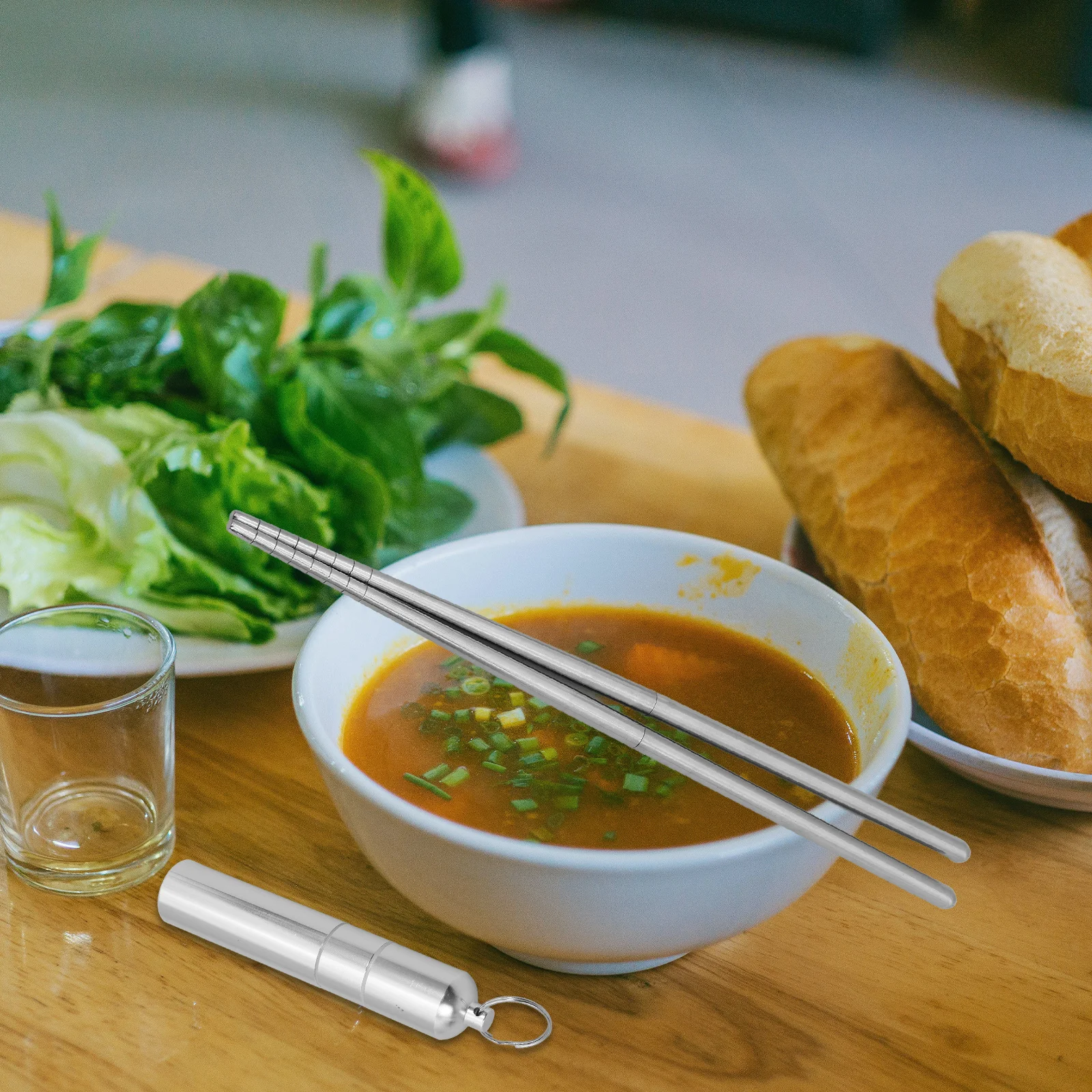 

1 Set Stainless Steel Chopsticks Set Lightweight Kitchen Tableware For Parties Weddings Banquets With Storage Pouch Gold