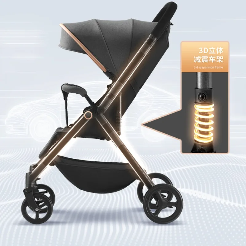 Two-way Strollers Portable Light Weight Cart, Can Sit and Lie Baby Strollers with Four Wheels, Folding Travel Stroller Airplane