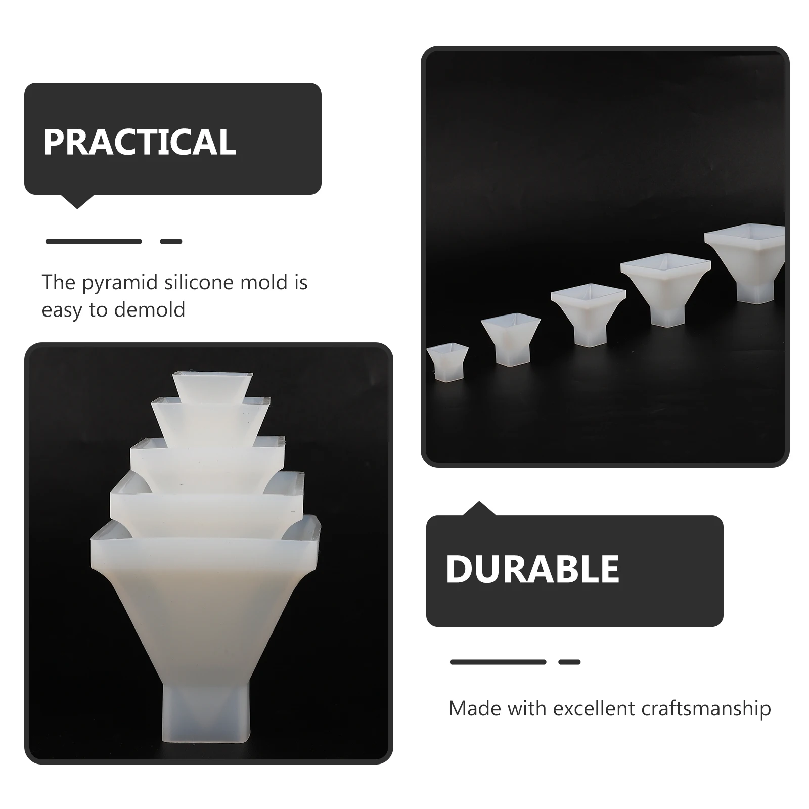 

5pcs Pyramid Silicone Mold Crystal Epoxy Resin Decor Molds DIY Craft Making Jewelry Accessories Parts Practical Use
