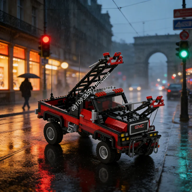 

2385 деталей MOC GMC TopKick Wrecker, черно-красная техническая модель, конструктор, рождественский подарок, игрушка для сборки, креативная идея для самостоятельной сборки