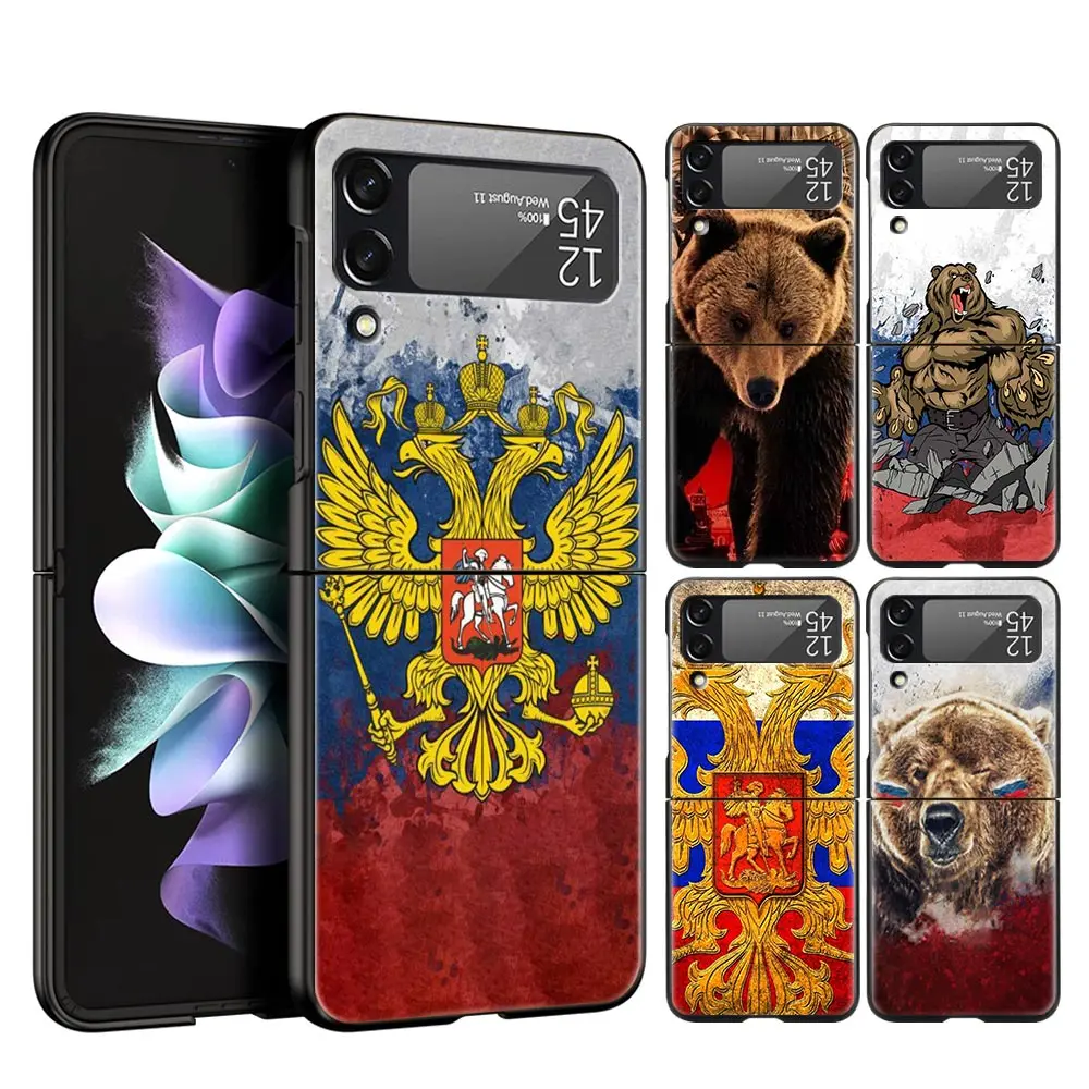 Russia Flag national ​Bea Phone Case For Samsung Galaxy Z Flip3 Flip4 Flip5 Shell For Z Flip 3 Flip 5 4 5G Hard Folding Cover