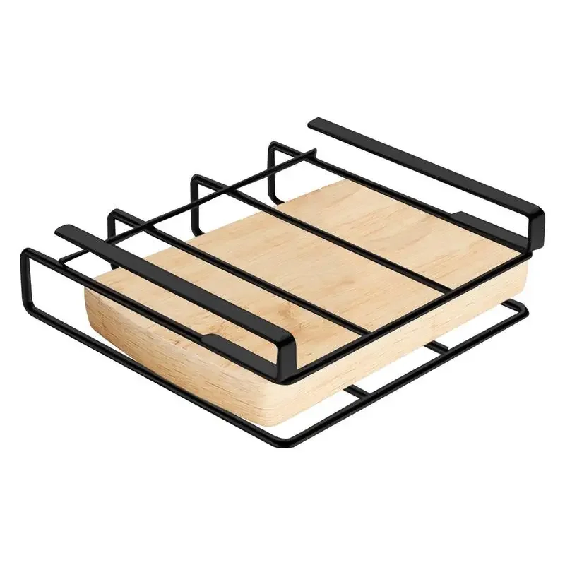 Sob o armário Multipurpose Cutting Board Holder, Suporte de tábua, Organizador com gancho para cozinha