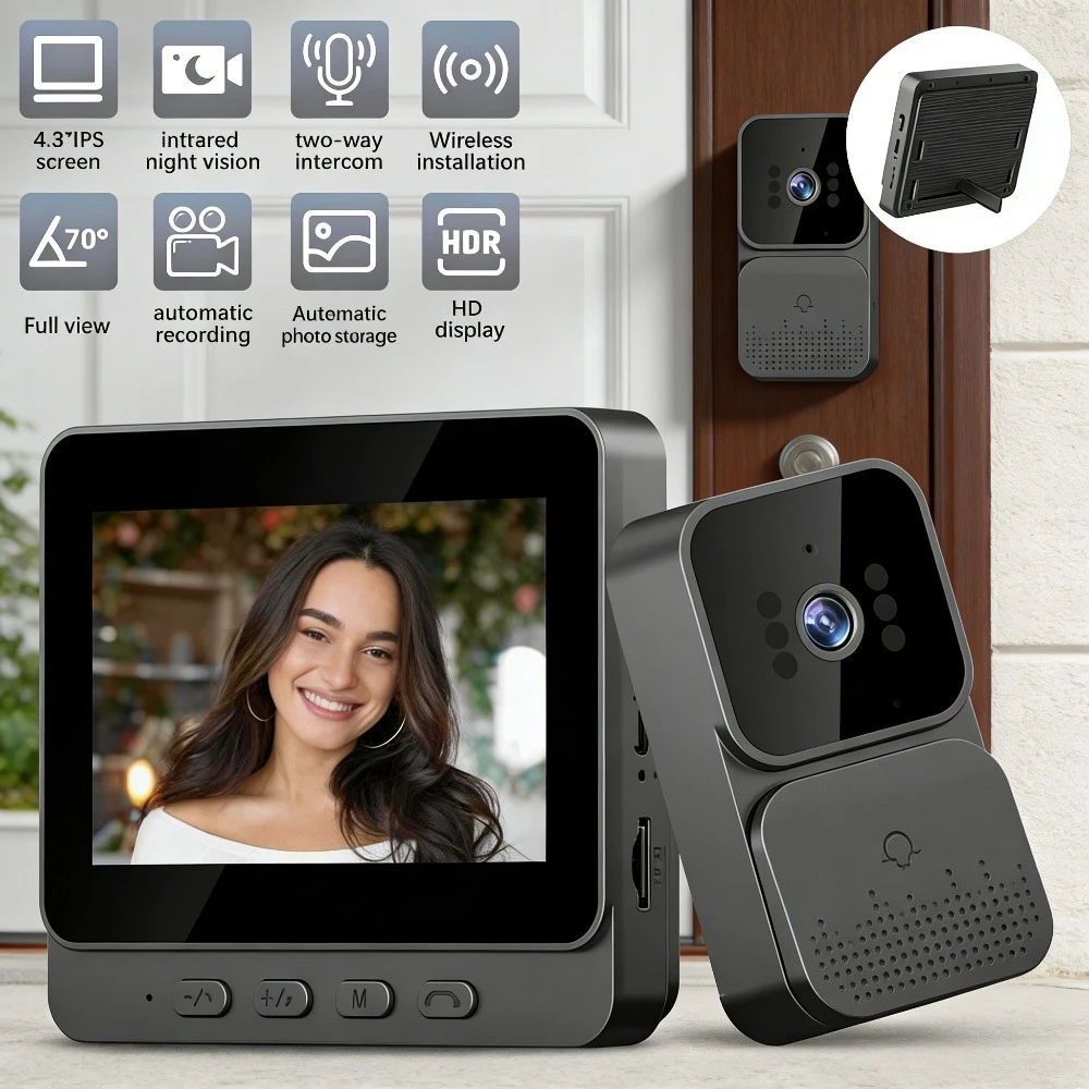 4.3 Inch Wireless Video Doorbell with Night Vision