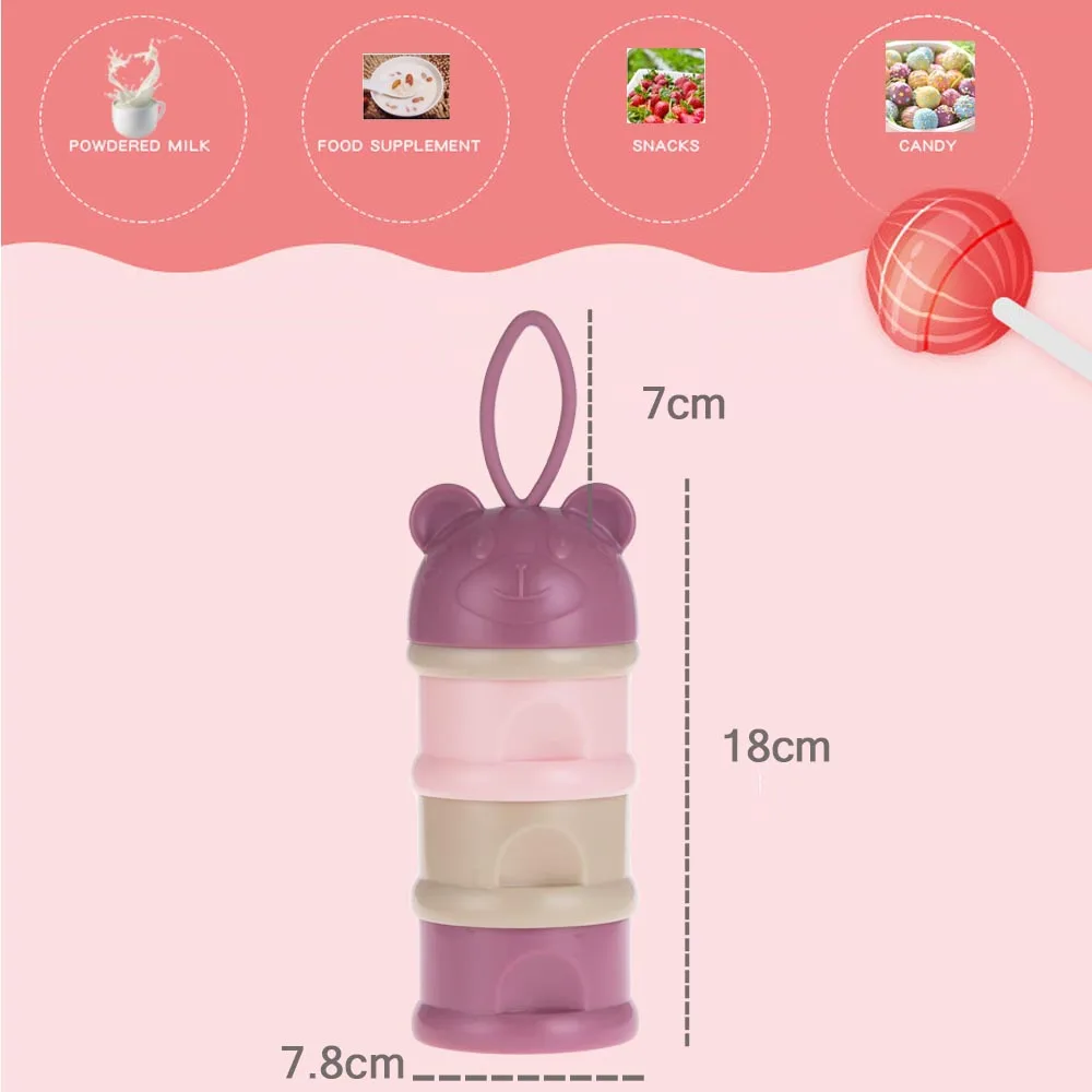 3-layers Food Container Style Portable Baby Formula Milk Storage Essential Cereal Cartoon Infant Toddle Powder Container