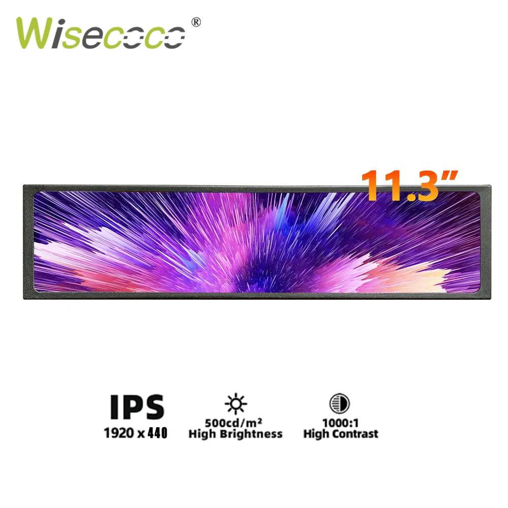 

Wisecoco 11.3 inch 1920*440 Portable Monitor Stretched Bar Long mini Display Sub Screen IPS LCD Stretch Wide for PC Case Aida64