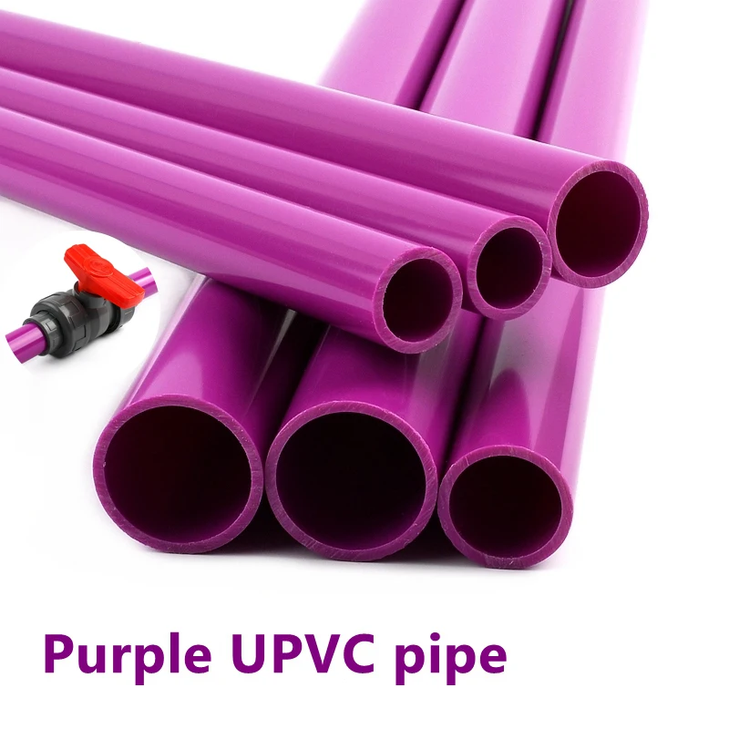 1 ~ 3pcs długość 50cm,25cm OD 20,25,32,40,50mm UPVC fioletowa rura akwarium akwarium nawadnianie ogrodu Adapter rura wodociągowa PVC