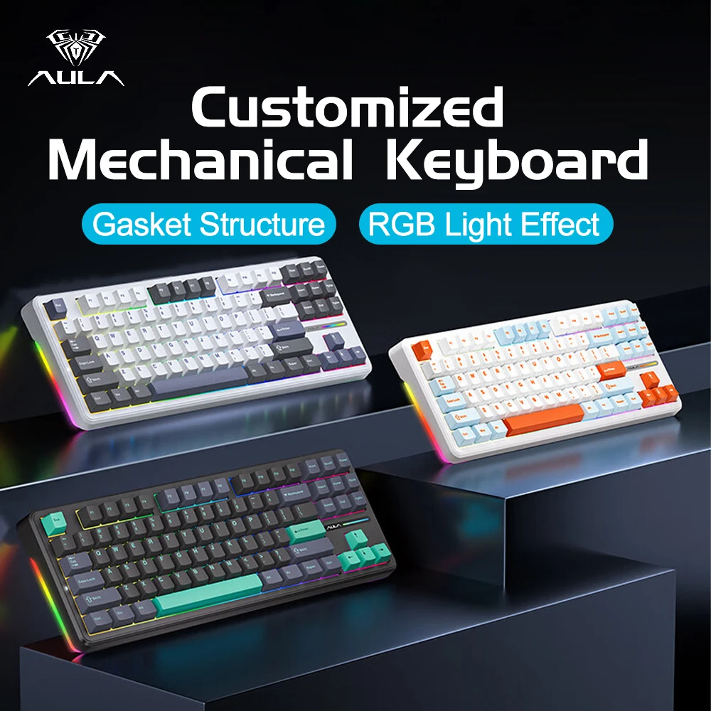 

AULA F87 Pro Mechanical Keyboard 2.4G Wireless Gaming Keyboard Usb/Bluetooth Tri Mode Keys Hot Swap Switch 87 Keys RGB PBT