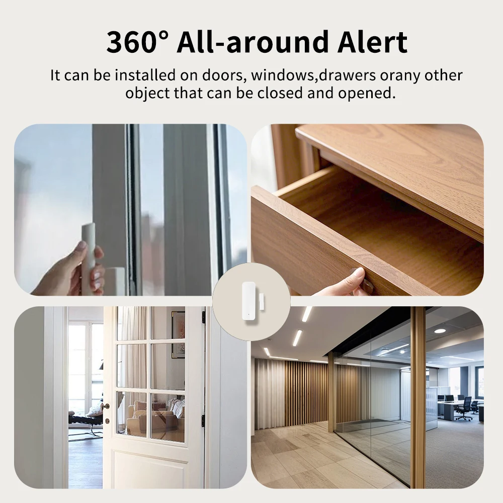 Tuya Zigbee مستشعر الباب مستشعر الاتصال كاشف مفتوح مغلق إنذار المنزل الذكي حماية الأمن العمل مع Aleax Smart Life