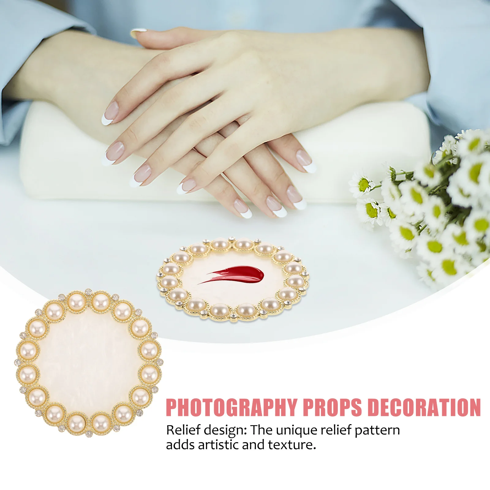 Durable Resin Nail Art Palette Gilded Edge Smooth Surface for Mixing Polishes Versatile Use in Salons and Home